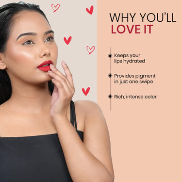 Beauty Berry Absolute Lips Matte Lipstick - 2.4g | Single Swipe Application, Smooth & Lightweight | Long Lasting, Transfer Proof & Waterproof for Women (Rich Red)